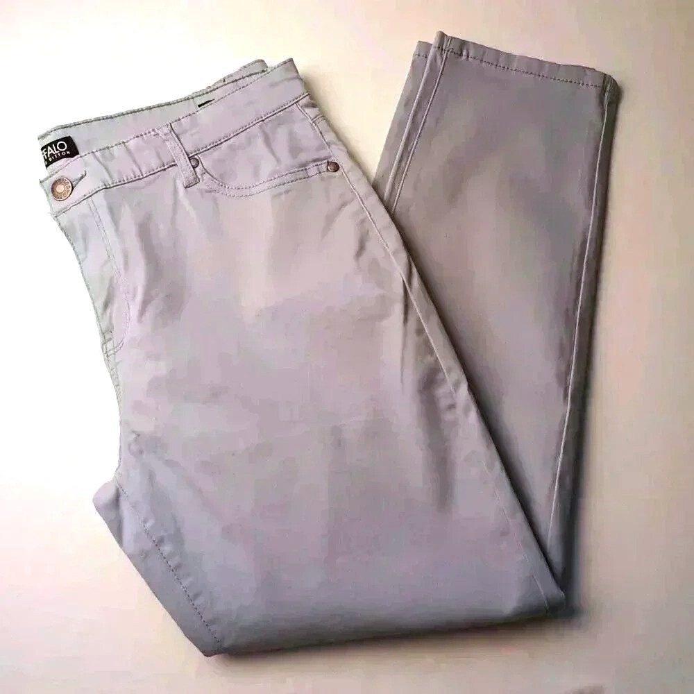 Buffalo Womens Skinny Ankle Grazer Pants Light Blue Size 12/32 Mid Rise Stretch
